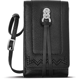 Brighton Black Leather Crossbody Bag Interlok Phone Organizer